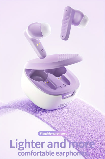 [ACER Official Authentic Product] TWS Wireless Earbuds Deep Bass Stereo Sound Cute Macaron Colors Extra-Long Battery Life In-Ear Design for Sports/Running Low-Latency Gaming Mode Hi-Fi Audio Lightweight Touch Control Stylish