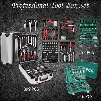899/216/53PCS Or 230/65PCS Updated Tool Set, MechanicTool Kits for Auto Repair And Household Mechanical Tool Kit for Car Bike Repair Tools, 1/2 *1/4" 3/8 "drive Depth And Standard Sockets, Ratchet Torque Wrench Screwdriver So