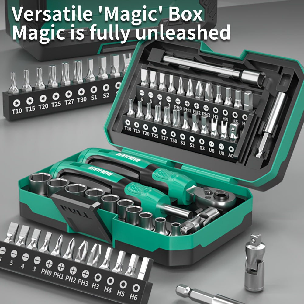 1Set 40In 1 Ratchet Torque Wrench And Multi-Purpose Screw Batch Set, Professional Repair Tool Set, Tooth Ratchet Wrench - Multi-Function Bicycle, Including Ratchet Wrench, Sleeve Head, Scooter Repair Tool Set, Various Head Ty