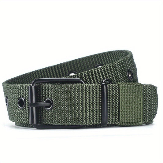 Men's Heavy Duty Tactical Nylon Work Belt - 47 "Breathable Porous Design, Metal Buckle, 770 Lbs, 5 Colors (Grey/ Black/ Green/ Blue/ Meter) - Durable Nylon Ribbon for Work, Leisure and Everyday Use