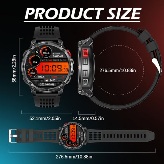 2025 Men's smart watch, 1.7-inch HD display, 1100mAh large-capacity battery, 90-day standby time, outdoor compass, wireless call, LED flashlight, 200+ dials, voice assistant, Men's watch, 120+ sports modes, fitness tracker wa