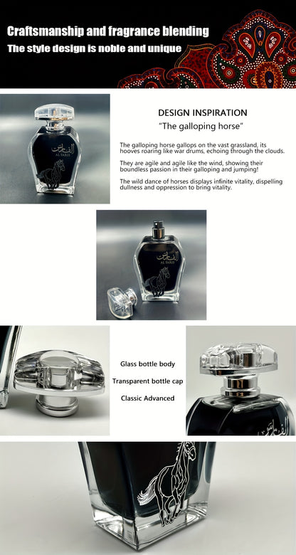 AL FARIS Black Mustang, Men's Perfume In The Middle East Of Dubai, Arabia, Men's Cologne, Men's Eau De Toilette, Men's Clear Perfume, Lasting Good Smell, 3.4oz, Fragrance Rate 18% -25%, Oriental Tone, Increase Male Fremont, A