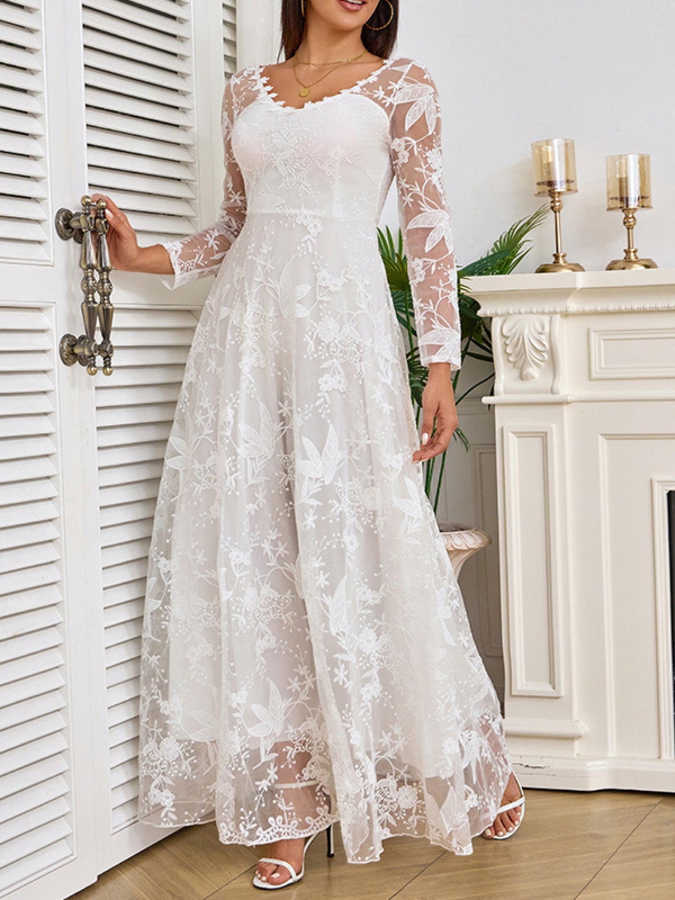 Off Shoulder Wedding Gown Euro Womens Wear Long Sleeve Elegant Design Slim Fit Bridal Dress Statement Outfit for Special Occasions