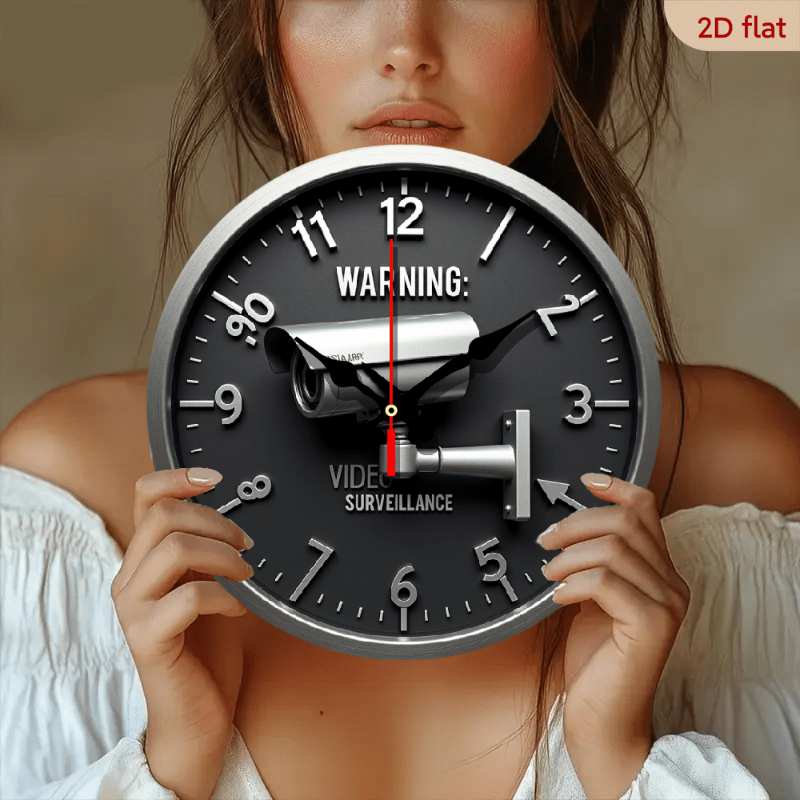 Single Piece 9.8-Inch Modern Minimalist Silent Non-Ticking Wooden Wall Clock with Built-In Security Camera - 24-Hour Monitoring, Battery-Powered (AA Batteries Not Included) - Home/Office/Studio Decor, Easy-to-Read Face & Hand