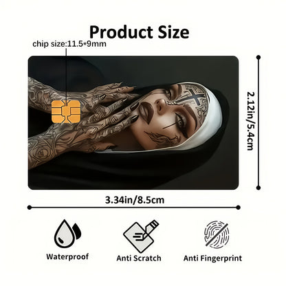 Elegant Nun-Themed Ultra-Thin Non-Residue PVC Sticker - Scratch-Resistant & Anti-Slip, High-Quality Vinyl Decal for Credit Cards, Bank Cards, Debit Cards, Passports, Key Cards