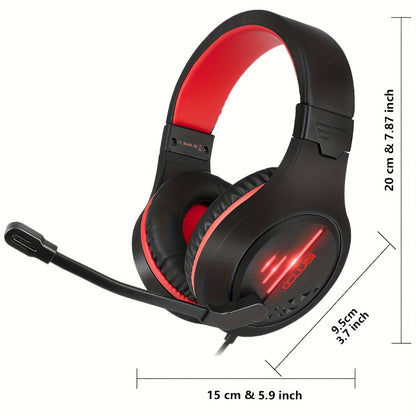 Colusi All-in-Ear Gaming Headset,50mm Stereo Gaming Headphones with Noise Canceling Microphone,LED Light,Pressure Reducing Headband,Over-Ear Earmuffs for Tablet/PS4/PS5/PC/Xbox One/Switch, Headset Gaming, Gaming Headphones, G