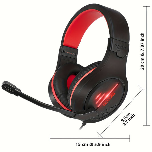 Colusi All-in-Ear Gaming Headset,50mm Stereo Gaming Headphones with Noise Canceling Microphone,LED Light,Pressure Reducing Headband,Over-Ear Earmuffs for Tablet/PS4/PS5/PC/Xbox One/Switch, Headset Gaming, Gaming Headphones, G