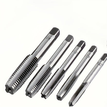 5pcs Stainless Steel Tap and Die Set with Chrome-Plated Wrench - Precision Thread Cutting Tools for Metalworking and Gear Repair, Ideal for Projects, Metalworking Tools|Sleek Metallic Finish|Durable Construction, Metalworking