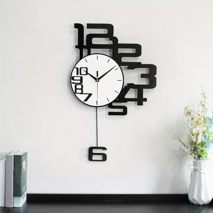 1pc Modern Minimalist Creative Metal Wall Clock, Silent Non-Ticking, Irregular Shape, Digital Display, AA Battery Powered, with No Battery Included, for Living Room, Kitchen, Bedroom, Dining Room, and Office Decor, Ideal for