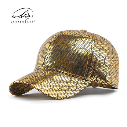 Men'S & Women'S Retro Reflective Cycling Baseball Cap - UPF Sun Protection Hard Brim, Breathable Mesh Back & Golden-Tone Visor, Lightweight Hip-Hop Style for Outdoor Sports, Cycling, Casual Wear - Unisex Spring Summer Hat