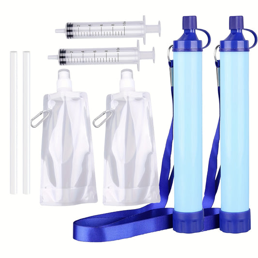 2025 New Upgrades 10000 Gallons Straw Water Filter Kit, Outdoor Personal Water Filter, Ultralight 0.01Micron 4-Stage Filtration System Portable Water Purifier Survival Straws For Christmas Drinking Hiking Camping Team Family