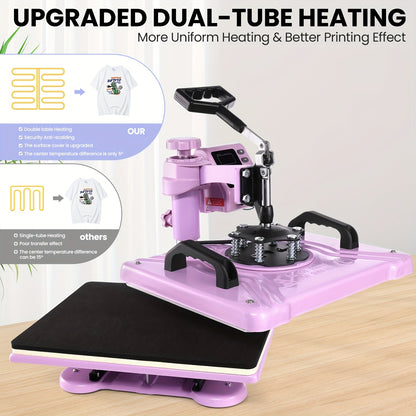 5in 1/8in 1 Hot Press, 15 "x12" T-shirt Press, 360-degree Rotation, Multi-functional Sublimation Hot Press, for T-shirts/cups/LIDS/plates/DIY, Drinkware Personalization, Multi-Surface Printing, Rotary Transfer Press, Multi-Fu