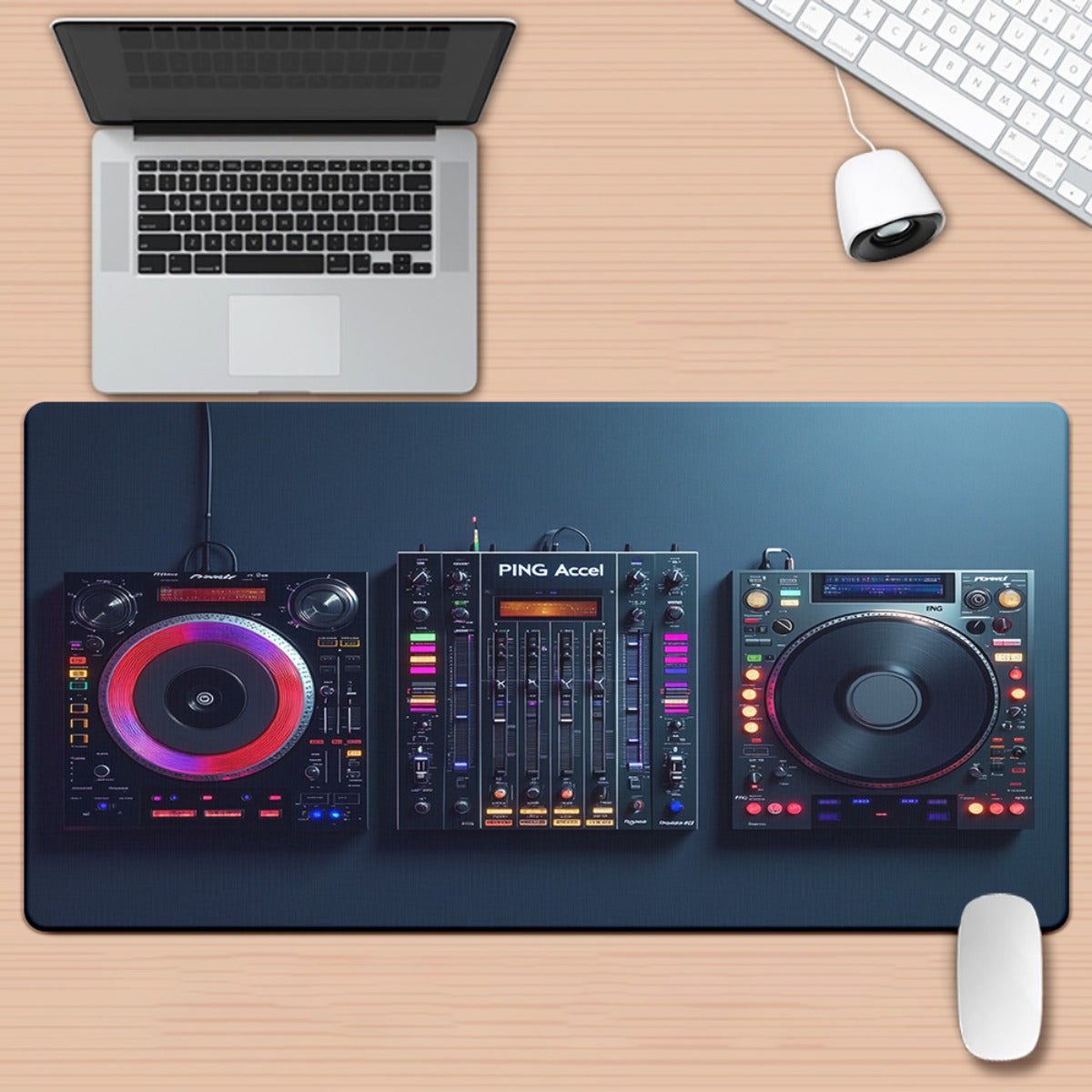 1pc XXL DJ Equipment Design Gaming & Office Mouse Pad - Non-Slip Rubber Base, Multi-Functional Large Desk Mat for Studio Setup, Computer Workstation, Music Production Decor, Desk Accessories for Gamers, Sturdy Construction