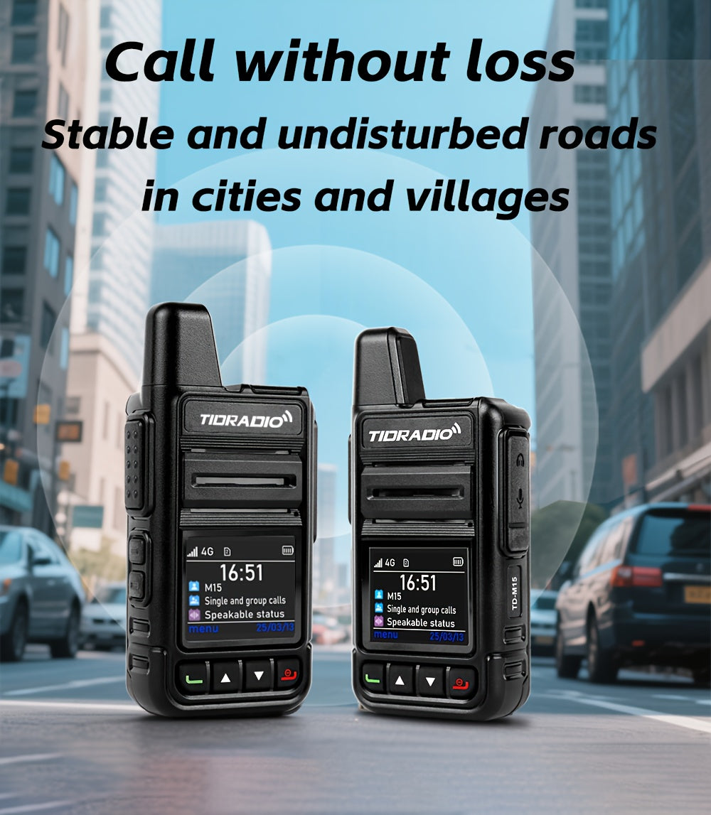 TIDRADIO M15 Global Walkie Talkies 4G POC with SIM Cards, Long Distance 5000 Miles Rechargeable Nationwide Unlimited Range Two Way Radios & USB-C Battery (2 Pack)