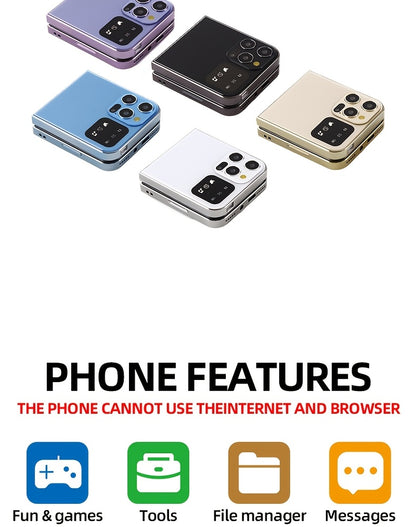 Innovative Mini Pocket Phone | Lightweight, Dual-Sim, Long Standby Time, 2G Network, Multi-Language Support, Foldable Design, Basic Communication Features, Android Os, Battery, Usb Type-C Charging