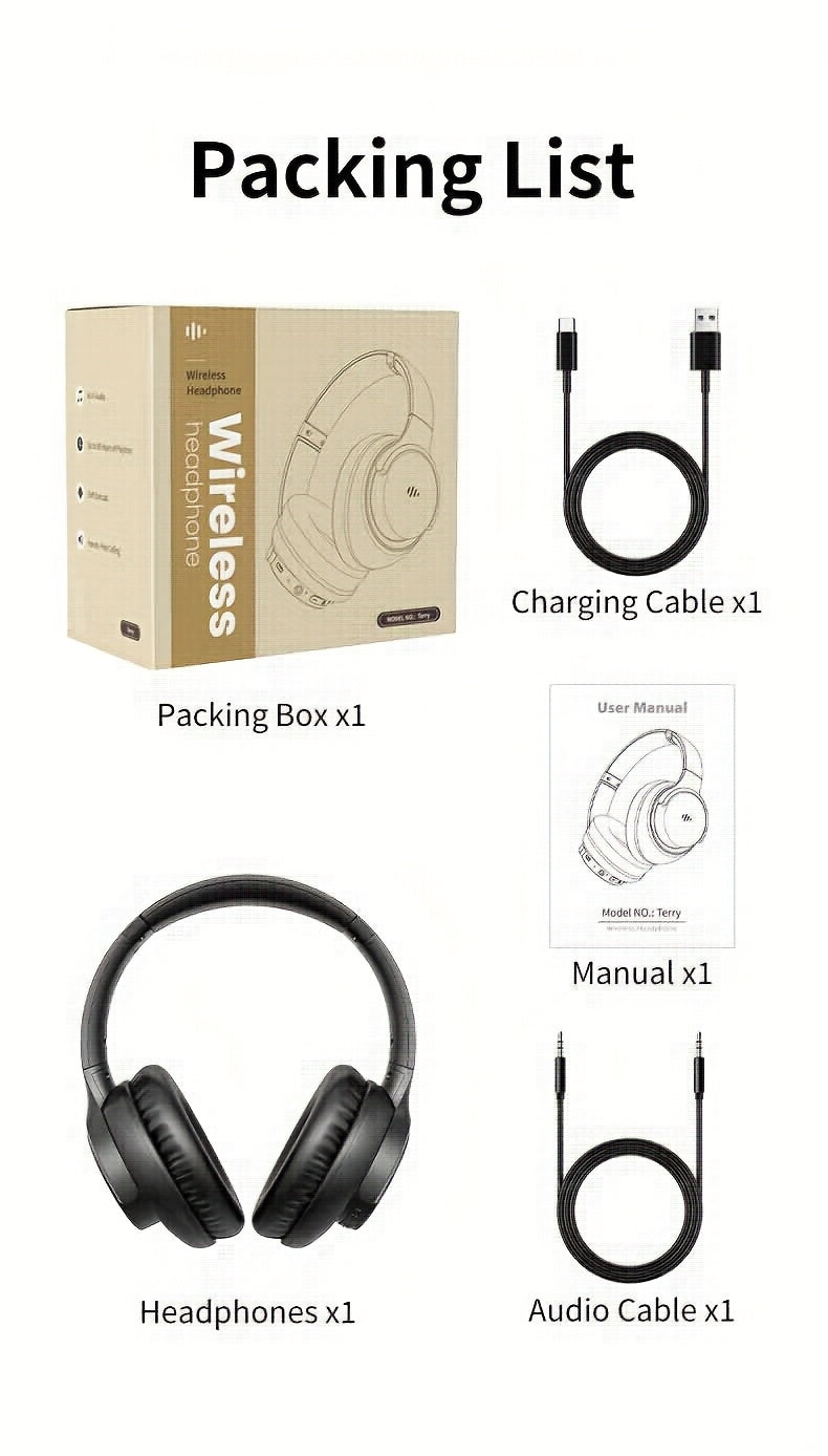 Wireless Noise Cancelling Headphones, Wireless Earbuds With Deep Bass, HiFi Stereo Sound Low Latency, Lightweight Foldable Headphones With Built-in Microphone, For Work Laptops, Mobile Phones, On-head Gaming Headphones, Compa