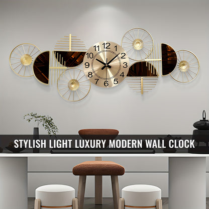 39 X 16 Inch Large Metal Wall Clock Decorative 3D Metal Wall Art Clock For Living Room Bedroom Creative Modern Big Wall Clock Decor Silent No-Ticking - Perfect Gift For Housewarming & Home Decor Enthusiasts
