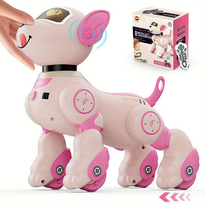 VATOS Interactive Robot Dog Toy with Voice Control & Remote, Smart Robotic Puppy with Touch Sensors, 20+ Responses, Programmable Moves, USB- Interactive Learning Toy with Expressive Eyes & Bark, for Boys & Girls Ages 3+ (Pink