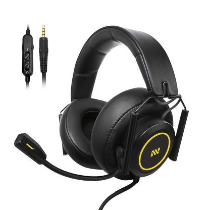 [Colusi M21 Gaming Headset] Colusi M21 Wired Gaming Headset | Soft Memory Foam Cushion, 3.5mm Audio Jack, Foldable Design for PC, PS4, PS5 - Golden, Portable