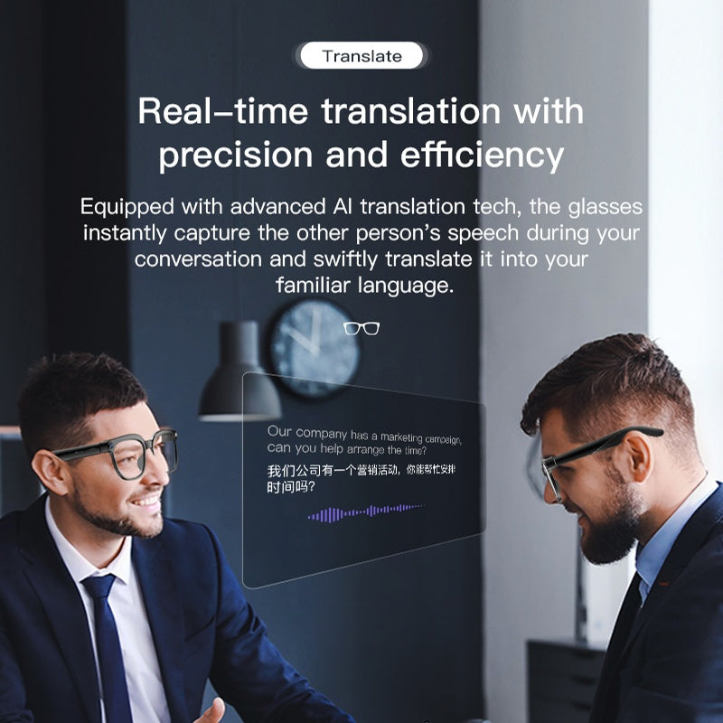 New Release AI Smart Glasses with 8MP HD Camera & 1080P Video Recording, Built-in AI Voice Assistant, Wireless Wireless Smart Glasses for translation (164 Languages), Compatible with iPhone/iOS & Android, ic, Unisex for Men/W