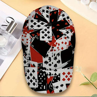 1pc Card Chaos Print Classic Baseball Cap - Lightweight Adjustable Duckbill Hat with Playing Card Symbols (Hearts, Spades,), Breathable Textile Fabric for Casual & Outdoor Activities, Mixed Colors, Adjustable Baseball Cap, Le