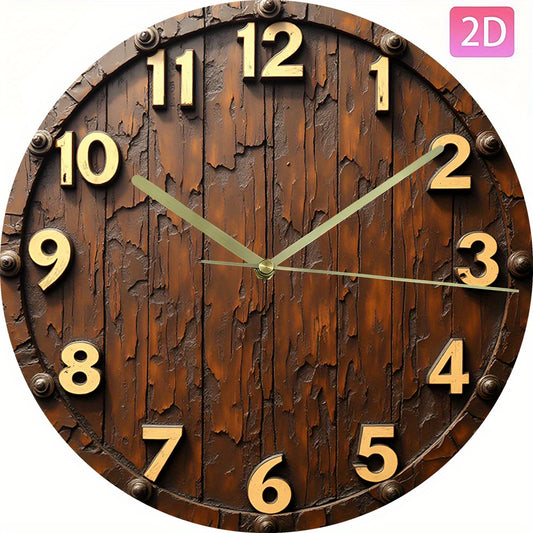 1pc Antique Roman Numeral Wall Clock - Large Round Silent Sweep Movement, Hands & Dark Brown Face, Vintage Style Easy-to-Read for Home, Office, Living Room Decor - - (AA Not Included) - Ideal Gift, 2D Flat
