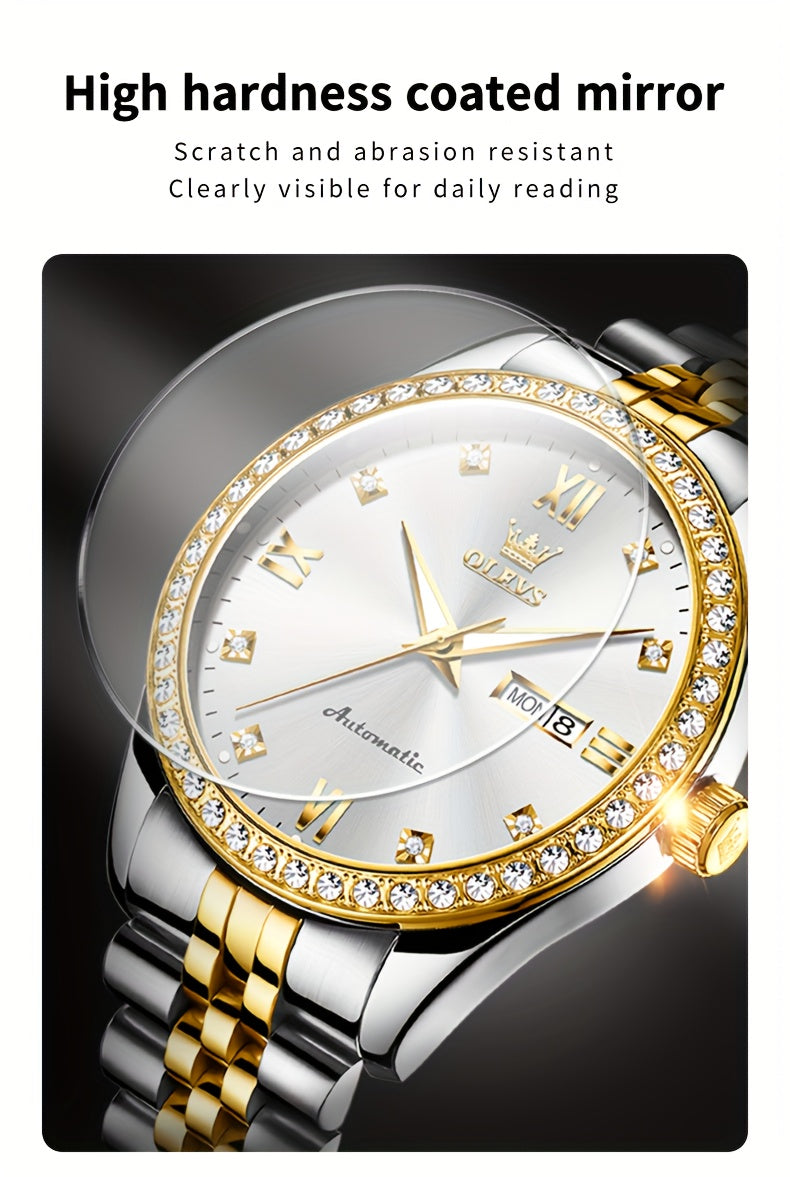 OLEVS New Casual Fashion Stainless Steel Automatic Mechanical Watches for Men Top Brand Luxury Original Business Men's Wrist Watches Classic High Quality Best Selling Men's Watches, Automatic Watches For Men, Automatic Watche