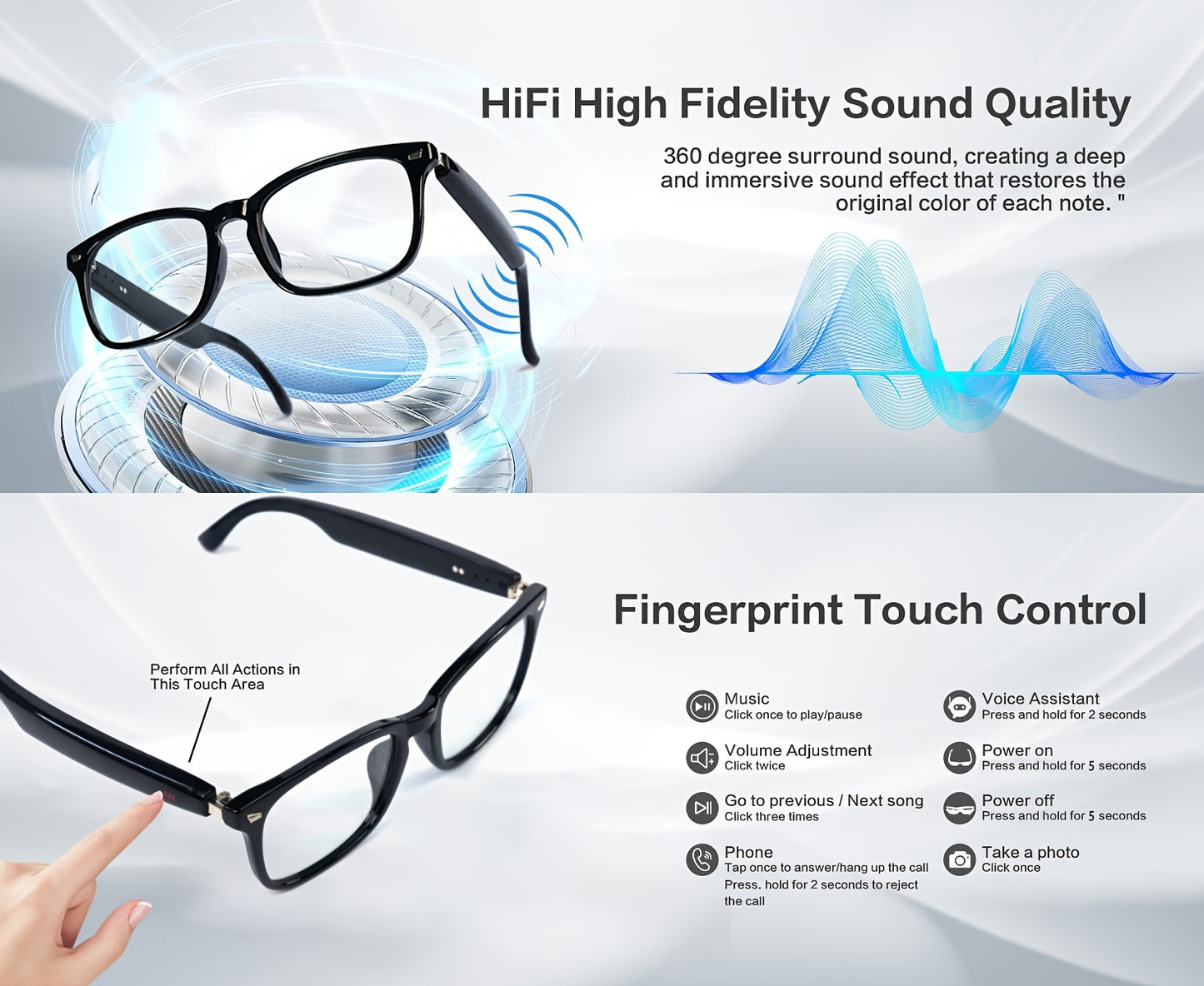 Ai Translation Smart Glasses, Multi-functional Audio Glasses Support 160+ Languages Translation, Built-in Microphone And Speaker, Music Playback And Voice Call, Photochromic Lenses, Suitable for, Driving, Relaxing And Daily O
