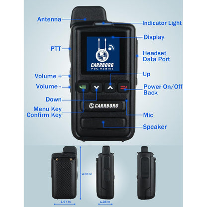 2 Pack X13 Global 4G/5G Walkie Talkies with Lifetime Free Data & SIM Cards - Nationwide Unlimited Range Two-Way Radios, 4000mAh Type-C Battery, -Like Tracking, Heavy-Duty for Hunting, Fishing,, Events (Black)
