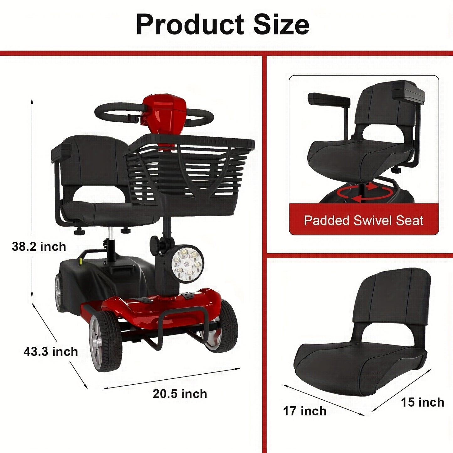 Foldable Electric Mobility Scooter for Adults, All-Terrain Scooter with Basket & Cup Holder, LED Headlight/Horn - 250W High-Speed Motor, 14-Mile Range, 265lbs Capacity, Portable Transport, Urban Commuting, Modern Transport, C