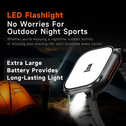 SENBONO Men'S Smart Watch with LED Flashlight, 1000mAh Battery, 2.01" IPS Display, 240*296 Resolution, Waterproof, Wireless Call, Multi-Sport Fitness Watch, Ultra-Thin Design