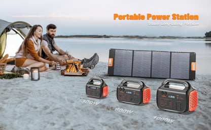 300W/600W/1000W+200W Solar Panel Portable Power Station, 1075Wh Backup Lithium Battery, 120V/1000W AC Outlet, Solar Generator For Home, RV, Outdoor, Camping And Emergencies Use