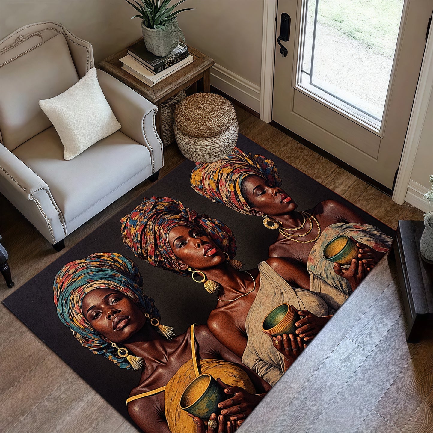3D Printed Velvet Bohemian Area Mat - Soft, Durable, Machine Washable, Non-Slip, Thick & Comfortable for Living Room, Bedroom, Entryway - 850g/m², Rectangular Shape, Vibrant African-Inspired Design, Rugs for Living Room
