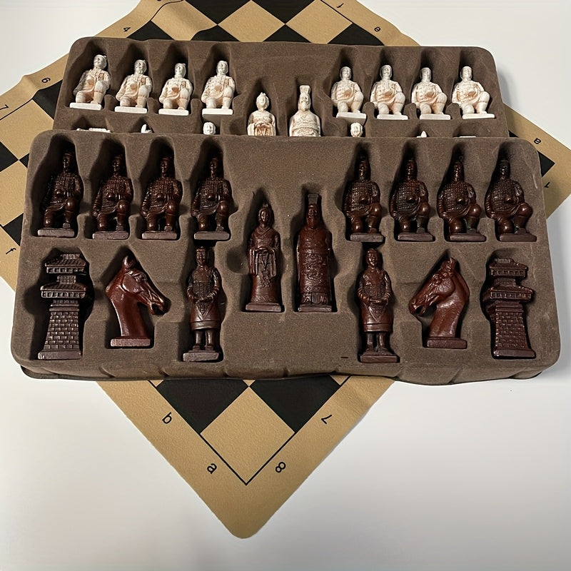 Super large chess deliberately made old character shape Cotta Warriors weighted chess board 43cm/16.93inch creative entertainment games Christmas various holiday gifts