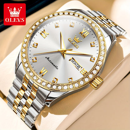 OLEVS New Casual Fashion Stainless Steel Automatic Mechanical Watches for Men Top Brand Luxury Original Business Men's Wrist Watches Classic High Quality Best Selling Men's Watches, Automatic Watches For Men, Automatic Watche