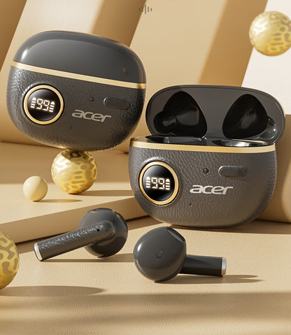 ACER TWS Wireless Earbuds with Deep Bass Stereo + Call Noise Cancellation, Long-Lasting Comfort, HIFI Sound, Lightweight Touch Design, Classic Retro Style, Non-Painful Wear for Sports, Running, Learning, Business, Music - Chr