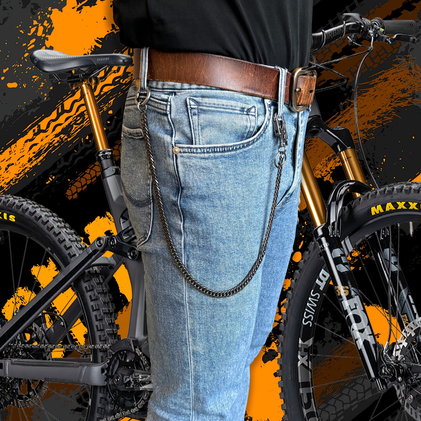 Ahiller Business Style Wallet Chain, Hip Hop Style Keychain - Dual Lock Security Design, Outdoor Camping, Traveling Accessory for Motorcycle/Daily Use with Scratch Resistant Coating, Men's EDC Carrying Gear Chain, Perfect Gif
