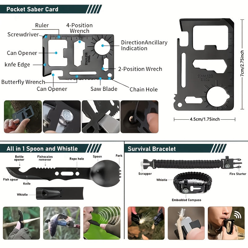 MOLLE System Survival & First Aid Kit - All-in-One Outdoor Emergency Gear with MOLLE-Compatible Backpack/Leg Strap Attachment, Heavy-Duty Supplies (Bandages, Tourniquet, Bleeding Control) for Camping, Hunting, Hiking -