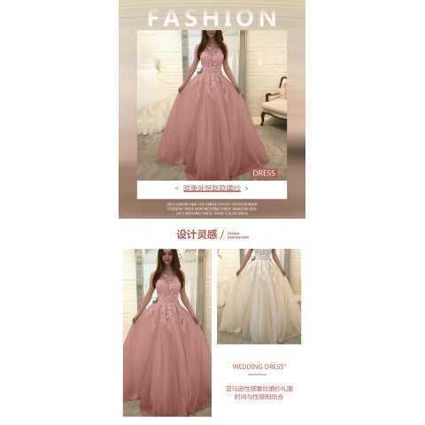 2026 New Wedding Dress | Sexy Lace, Three-Color, Midi Length, Lantern Sleeve, Crew Neck, Elegant Style