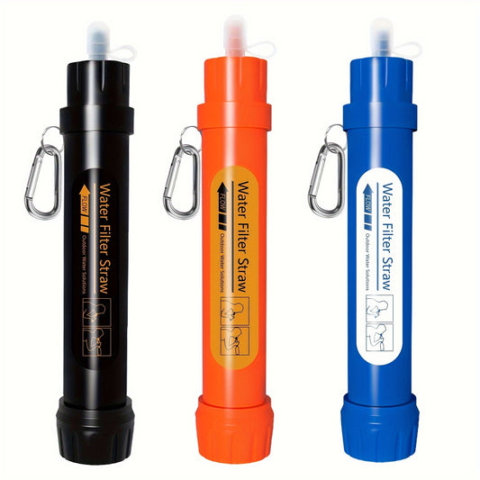 1pc Portable Mini Water Filter Straw - Compact ABS Water Purifier for Outdoor Hiking, Camping, Travel & Emergency Use, Black with White Filter Indicator, Camping Essentials | Compact Water Filter | Durable Water Filter