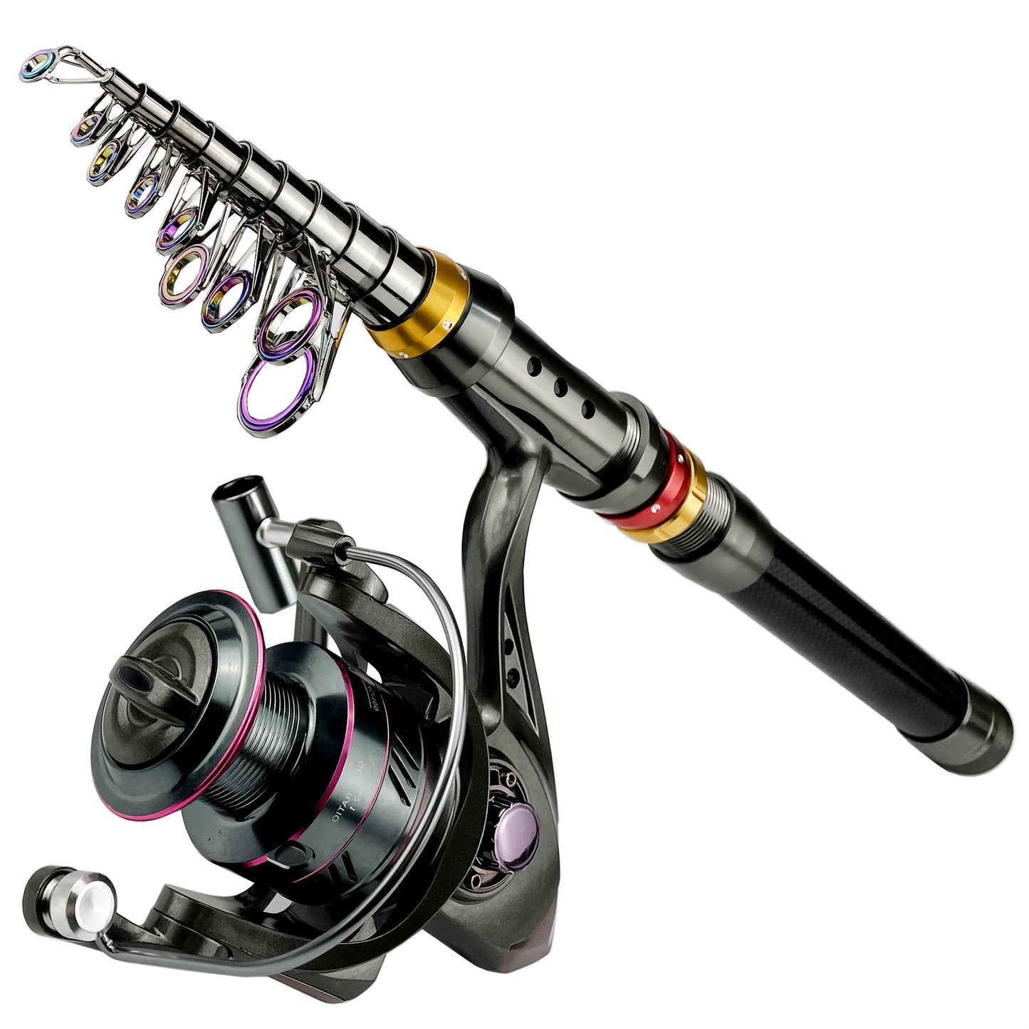 Carbon Fiber GHOTDA New Fishing Rod Combo - Includes 1 Telescopic Rod, 1 Spinning Reel, Foldable Fishing Rod, Suitable for Saltwater & Freshwater Fishing