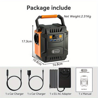 200W/400W Peak Portable Power Station Solar Generator with Solar Panel Optional - 172.8Wh Lithium Battery, 2 AC Outlets, QC3.0 USB/DC/PD Ports, 6-in-1 Multi Device, Lightweight (3.75lbs) for Home Backup, Camping, RV, Outdoor