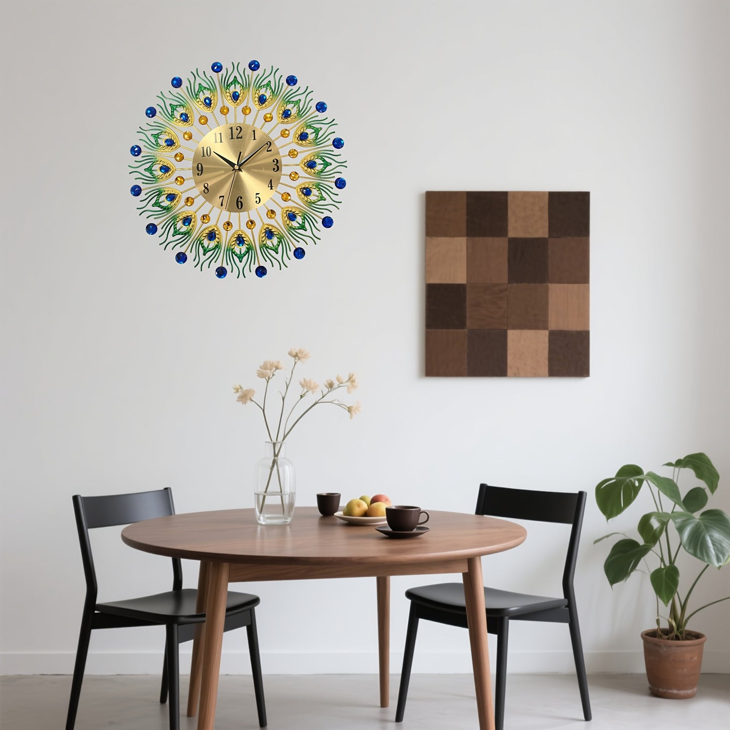 1pc Extra Large Modern Elegant Metal Wall Clock - Green, Golden, Blue, Yellow, Black, White, Brown, Beige - Large Round Decorative Clock for Living Room, Dining Room, Office - Silent Non-Ticking, Easy-to-Read Hands - Luxury H