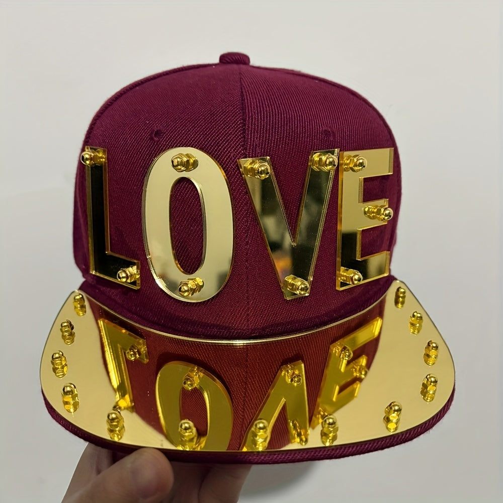 New Personalized Acrylic Letter Flat-Brimmed Punk Handmade Street Dance Baseball Cap for Both Men And Women.