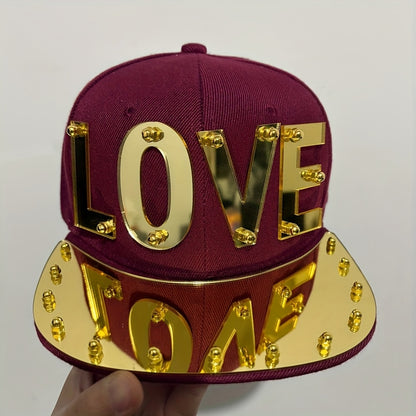 New Personalized Acrylic Letter Flat-Brimmed Punk Handmade Street Dance Baseball Cap for Both Men And Women.