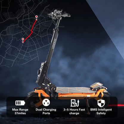Adult Electric Scooter with 37-Mile Range, 11'' All-Terrain Offroad Tires & Dual Brakes - Foldable E-Scooter with Absorption, LCD Display, /NFC, 2-in-1 Power (/) for Commuting, Long Range Riding (Heavy