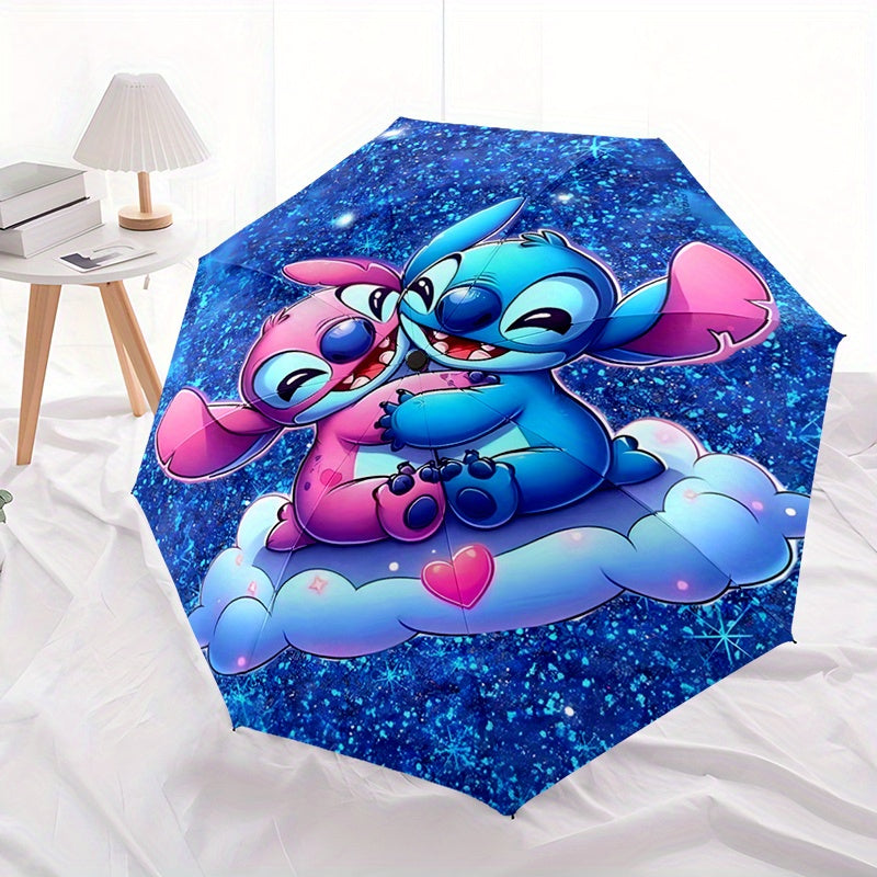 Stitch Star 4 Folding automatic automatic umbrella 8-rib iron frame plastic handle folding automatic umbrella portable travel design holiday gift decoration for friends and family