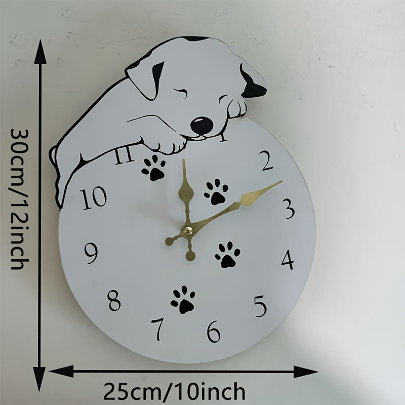 1pc Silent Wooden Wall Clock with Cute Dog Paw Design, Irregular Shape, Non-Ticking Decorative Timepiece for Living Room, Bedroom, Office, Kitchen, Bathroom - AA Battery Operated (Battery Not Included), Bedroom Wall Clock | U