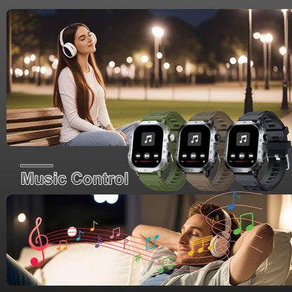 GWENLAND New Smart Watch with 2.01 Large Screen, LED Flashlight, Outdoor Sports Watch, Altimeter, Barometer, 100+ Sports Modes, Multimedia Information Viewing, Weather Checker, Pedometer, Fitness Tracker, Perfect Gift for Fes