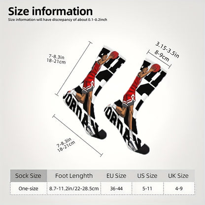 1pc 's 23 Iconic Jumpman Logo Socks - Breathable Stretchy Basketball Jersey Number 23 Design, Iconic Red/Black Colorblock for Fans, Gifts & Casual Attire (Limited Edition) - Hand Wash Only (Polyester/Spandex
